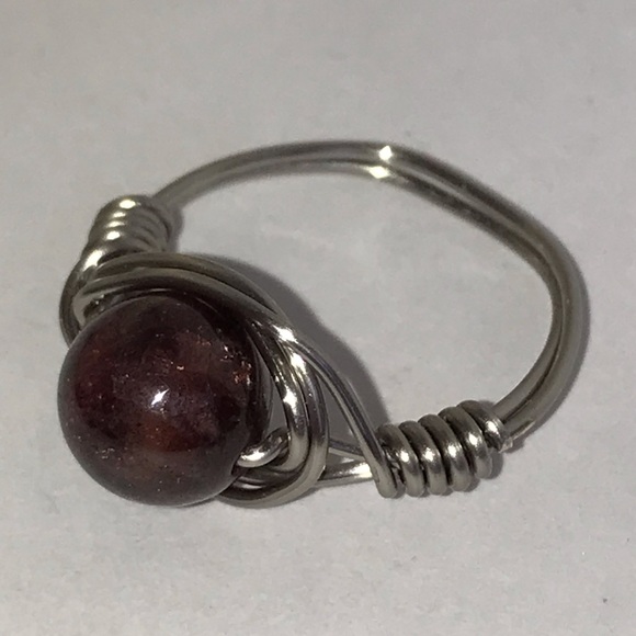 Titanium wire wrapped garnet ring 6.5 gemstone new - Picture 3 of 4